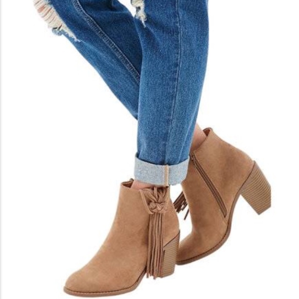 Forever21 Faux Fringed Suede Booties